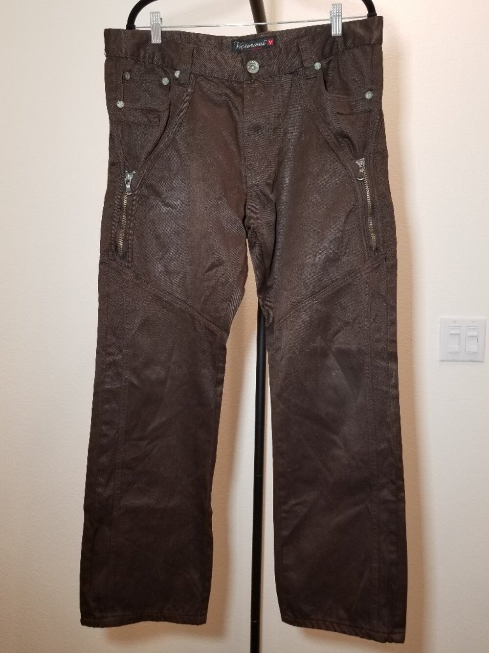 Victorious Premium Collection Mens 38x32 Brown Baggy Pant Retro Y2K Street Skate
